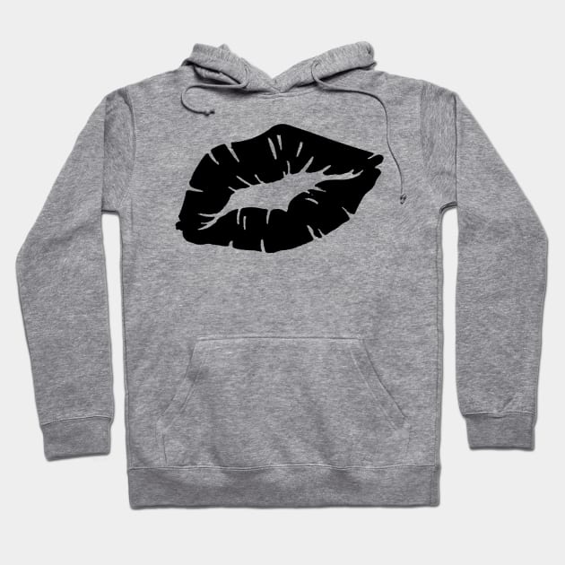 Beautiful Black Lipstick Kiss Isolated Hoodie by taiche